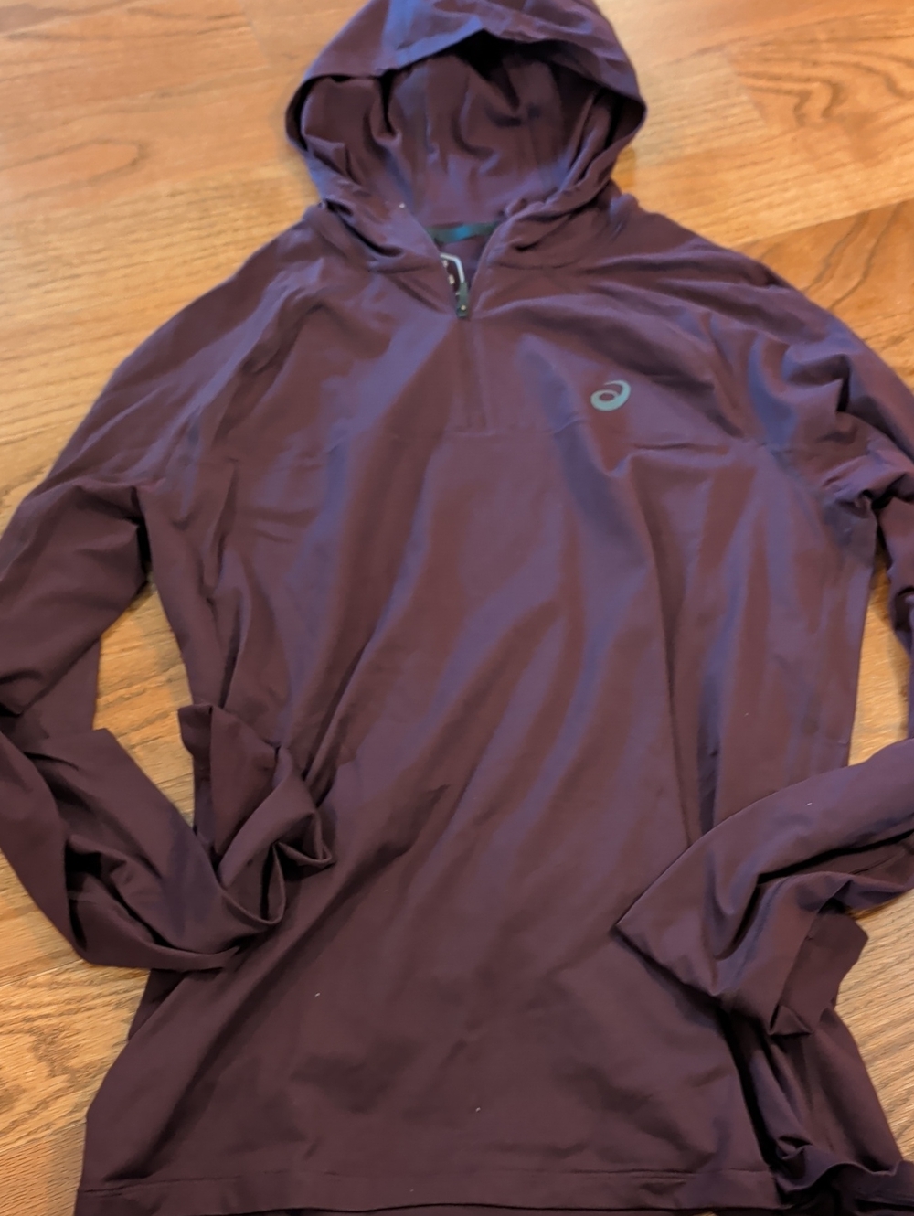 ASICS  Maroon Hooded Performance Pullover